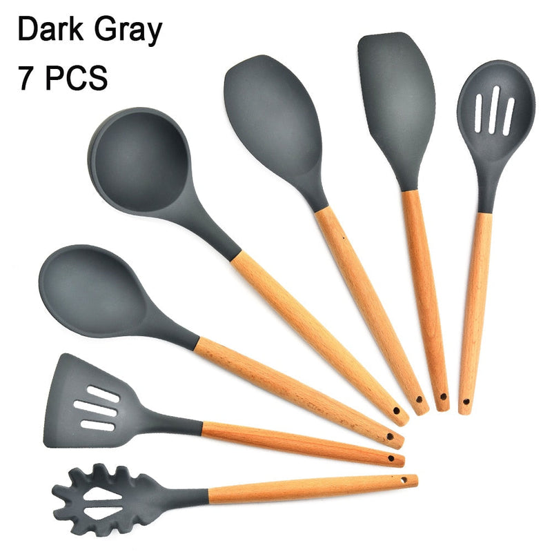 Kit Utensílios de Silicone para Cozinha (5, 6 ou 7 peças)